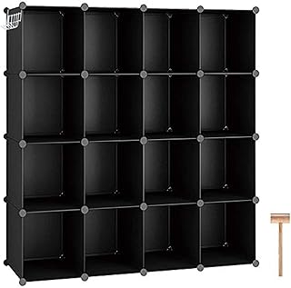 C&AHOME 16-Cube Storage Organizer - Black Modular Shelving