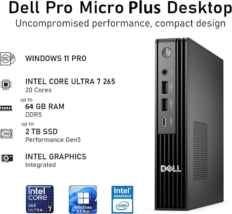 Dell Pro Micro Plus - Intel Ultra 7 265 Mini AI PC (32GB/1TB)