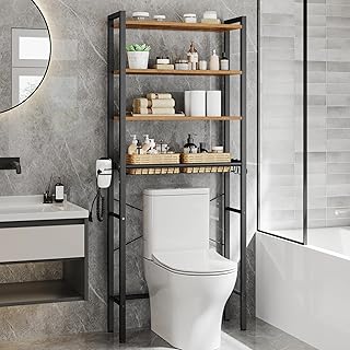 VASAGLE Over the Toilet Storage Cabinet - Rustic Brown